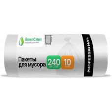 Мешки для мусора ПВД GreenClean Professional прозрачные, 240 л, 30 мкм, 10 шт