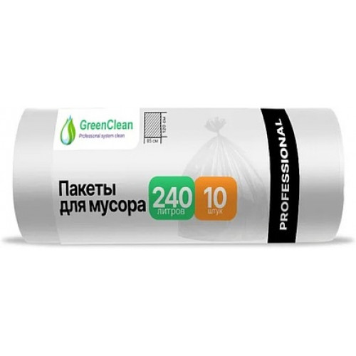 Мешки для мусора ПВД GreenClean Professional прозрачные, 240 л, 30 мкм, 10 шт Мешки для мусора ПВД GreenClean Professional прозрачные, 240 л, 30 мкм, 10 шт