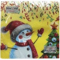 Салфетки сервировочные Fresco (Фреско) Снеговик с конфетти, 33х33 см, 20 шт Салфетки сервировочные Fresco (Фреско) Снеговик с конфетти, 33х33 см, 20 шт
