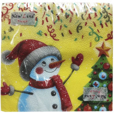 Салфетки сервировочные Fresco (Фреско) Снеговик с конфетти, 33х33 см, 20 шт