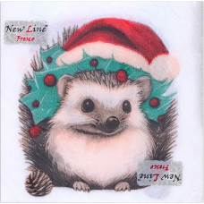 Салфетки сервировочные Fresco (Фреско) Новогодний ежик, 33х33 см, 20 шт