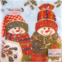 Салфетки сервировочные Fresco (Фреско) Снеговички в шарфах, 33х33 см, 20 шт Салфетки сервировочные Fresco (Фреско) Снеговички в шарфах, 33х33 см, 20 шт