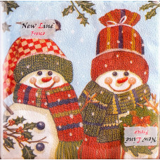 Салфетки сервировочные Fresco (Фреско) Снеговички в шарфах, 33х33 см, 20 шт