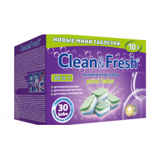 Новые мини таблетки для посудомоечных машин Clean&Fresh All in 1, 30 шт