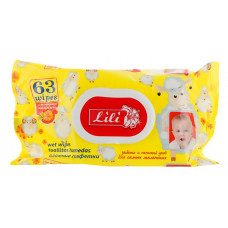Детские влажные салфетки с крышкой Lili (Лили) с экстрактом Календулы и витамином Е, 63 шт