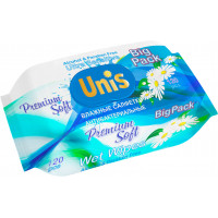Влажные салфетки антибактериальные Unis с ромашкой для всей семьи, 120 шт