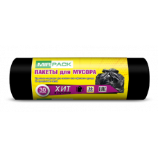 Мешки для мусора ПНД MirPack (МирПак) Хит, цвет чёрный, 30 л, 8 мкм, 50х60 см, 30 шт