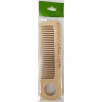 Расчёска деревянная с отверстием 15,7*4,3 см, в индивидуальной упаковке с европодвесом 