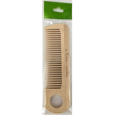 Расчёска деревянная с отверстием 15,7*4,3 см, в индивидуальной упаковке с европодвесом 