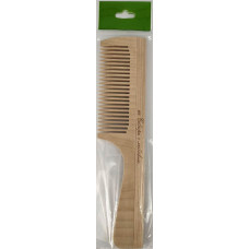 Расчёска деревянная с ручкой, частые зубцы, 19,7*4,3 см, в индивидуальной упаковке с европодвесом 