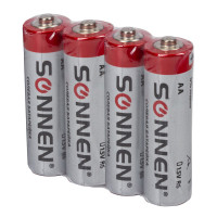 Батарейки солевые пальчиковые SONNEN AA (R6, 15А), 4 шт в пленке