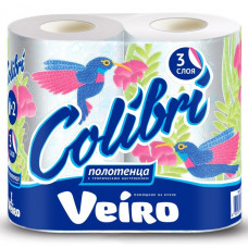 Полотенце бумажное Veiro (Вейро) Colibri, 3-х слойное, 2 рулона