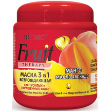 Маска 3 в 1 Витэкс Fruit Therapy возрождающая для тусклых и окрашенных волос «Манго, масло авокадо», 450 мл