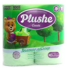 Бумага туалетная Plushe Classic 2-слойная Яблоко 18 м (4 рулона в упаковке)
