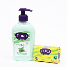 Подарочный набор Duru (Дуру) Жидкое мыло Зелёный чай 300 мл + туалетное мыло Лайм-Ананас 80 г
