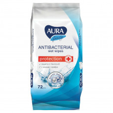 Влажные салфетки Aura (Аура) Family с антибактериальным эффектом, 72 шт