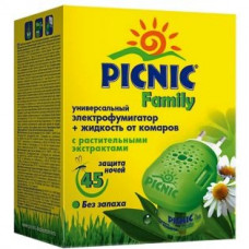 Комплект Picnic Family (Пикник Фемили): электрофумигатор + жидкость от комаров 45 ночей, 30 мл