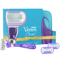 Подарочный набор для женщин Gillette Venus Swirl бритва с 1 сменной кассетой + 2 сменные кассеты + косметичка