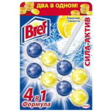 Подвесной туалетный блок Bref (Бреф) Сила-Актив Лимонная свежесть 4в1, 8 шариков, 100 г