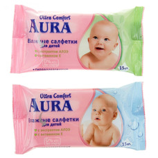Влажные салфетки для детей Aura (Аура) Ultra Comfort, 15 шт
