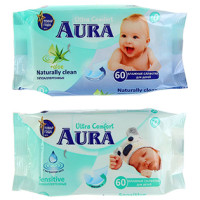Детские влажные салфетки Aura (Аура) Ultra Comfort, 60 шт