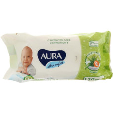 Влажные салфетки Aura (Аура) Ultra Comfort для детей, (120 шт) без крышки.