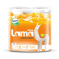 Туалетная бумага 2-слойная Snow Lama (Сноу Лама) цвет: персиковый, 4 рулона