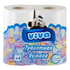 Туалетная бумага Viva (Вива) Белая, 2-слойная 4 рулона