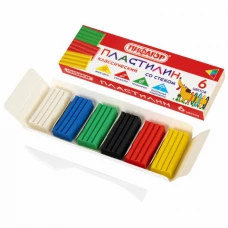 Пластилин классический Пифагор Веселая такса, со стеком, 6 цветов, 90 г
