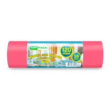 Мешки для мусора с завязками ПНД MirPack (МирПак) Vip, красные, 120 л, 15 мкм, 10 шт