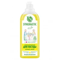 Средство для мытья посуды антибактериальное Synergetic (Синергетик) Сочный лимон, 1 л