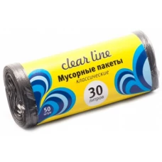 Мешки для мусора Clear Line черные, 30 л/50 шт