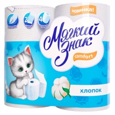 Туалетная бумага Мягкий Знак Comfort, цвет белый, 2-слойная, 4 рулона