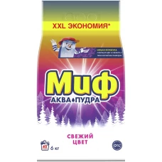 Стиральный порошок автомат Миф Аквапудра «Свежий цвет», 6 кг