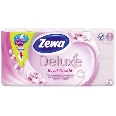 Туалетная бумага Zewa Deluxe (Зева Делюкс) Орхидея, 3-х слойная, 8 рулонов