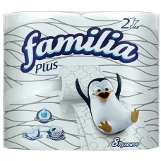 Туалетная бумага Familia (Фамилия) Plus, цвет белый, 2-х слойная, 8 рулонов