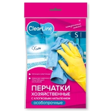 Перчатки хозяйственные из латекса особопрочные Clear Line (Клер Лайн), размер S