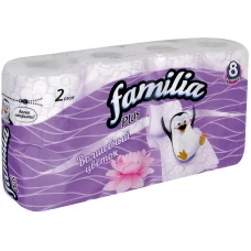 Туалетная бумага Familia (Фамилия) Plus Волшебный цветок, 2-х слойная, 8 рулонов