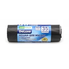 Мешки для мусора с завязками ПВД MirPack (МирПак) Deluxe, черные, 35 л, 30 мкм, 10 шт