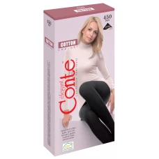 Колготки Conte Cotton (Конте Коттон), Nero, черные, 250 den, 4 размер