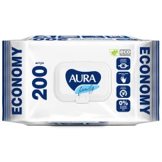 Влажные салфетки для всей семьи Aura (Аура) Family, с крышкой, 200 шт