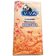 Платочки бумажные Viva (Вива) Классические, 2-слойные, 10 уп из 10 платочков