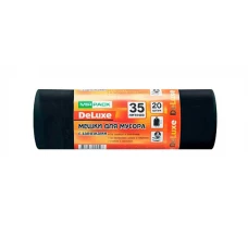 Мешки для мусора с завязками ПВД MirPack (МирПак) Deluxe, черные, 35 л, 30 мкм, 20 шт