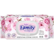 Салфетки влажные очищающие универсальные Salfeti Family Comfort, 120 шт