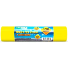Мешки для мусора с завязками ПНД MirPack (МирПак) Vip, желтые, 120 л, 15 мкм, 10 шт