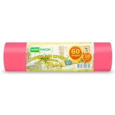 Мешки для мусора с завязками ПНД MirPack (МирПак) Vip, красные, 60 л, 15 мкм, 10 шт