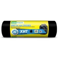 Мешки для мусора ПНД MirPack (МирПак) Хит, черные, 50х60 см, 30 л, 8 мкм, 25 шт
