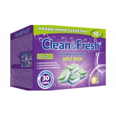 Таблетки для посудомоечных машин Clean&Fresh All in 1, мини, 30 шт