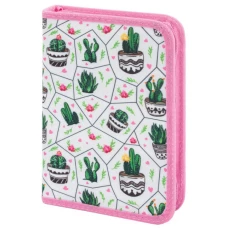 Пенал Пифагор Cactus, 1 отделение, 1 откидная планка, ткань, 20х14 см