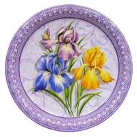 Тарелка бумажная Ирисы, д23 см, 8 шт